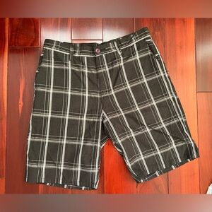 Men's HURLEY Black Gray Grey Plaid Shorts 33